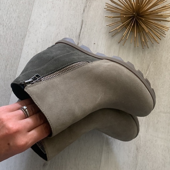 Sorel Joan of Arctic 2 tone sage olive green bootie Zips for easy on/off. Size 6 - Picture 8 of 9